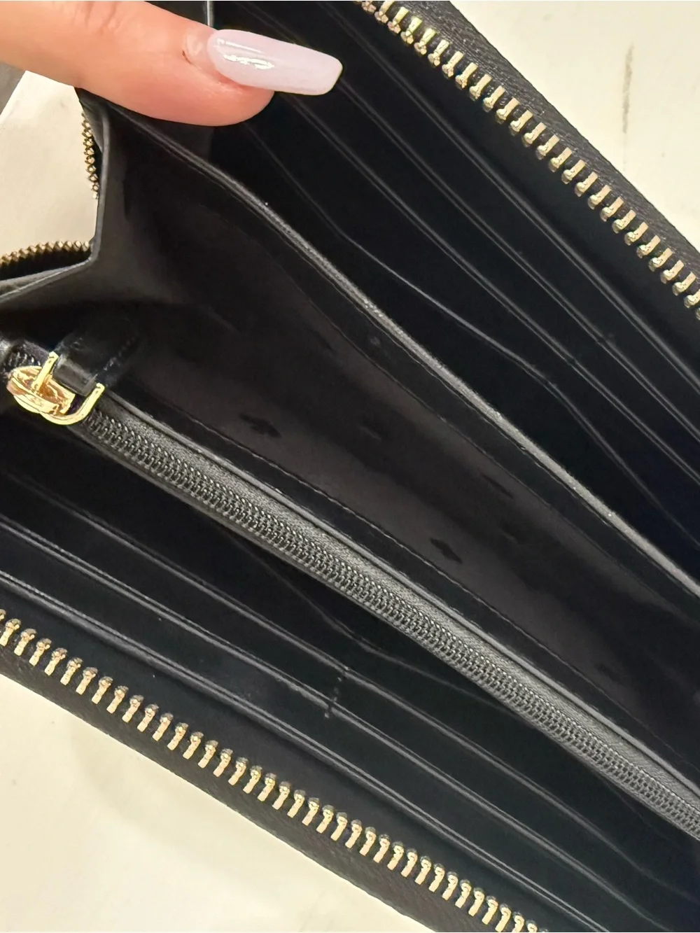 kate spade Two-Tone Beige and Black Saffiano Leather Wallet